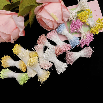 Colorful handmade artificial flower cores in various shades, perfect for DIY floral arrangements and crafts.